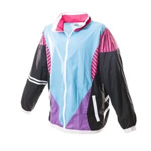 NWOT Funny Guy Mugs‎ Retro 90s Colorblock Windbreaker Jacket Small